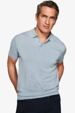 Polo in maglia basic in cotone celeste