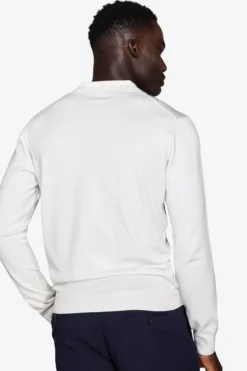 Polo in maglia con bottoni panna