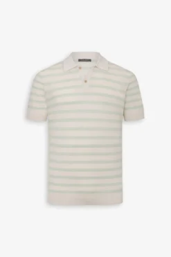 Polo in maglia con righe menta