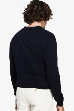 Polo in maglia costa piatta blu