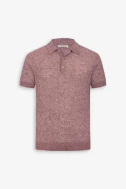 Polo in maglia costa piatta melange rossa