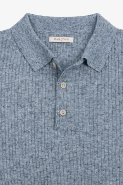 Polo in maglia costa piatta melange celeste