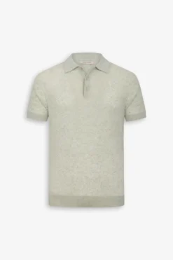 Polo in maglia costa piatta melange salvia