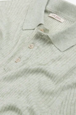 Polo in maglia costa piatta melange salvia