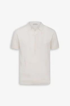 Polo in maglia costa piatta panna