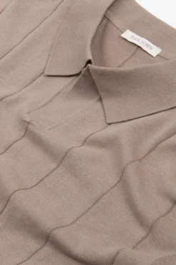 Polo in maglia costa piatta tortora