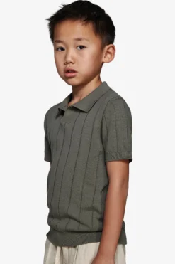 Polo in maglia costa piatta verde Kids