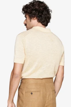 Polo in maglia misto lino gialla