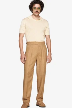 Polo in maglia misto lino gialla
