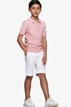 Polo in maglia punto dadino rosa Kids