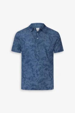 Polo piquet stampa fiori royal