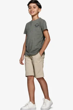 T-shirt basic verde con stampa Kids