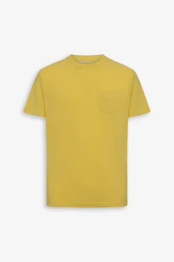 T-shirt girocollo con taschino gialla