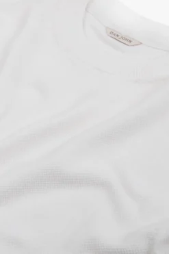 T-shirt in maglia armaturata panna