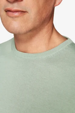 T-shirt in maglia basic in cotone verde chiaro
