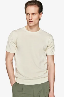 T-shirt in maglia basic in cotone ghiaccio