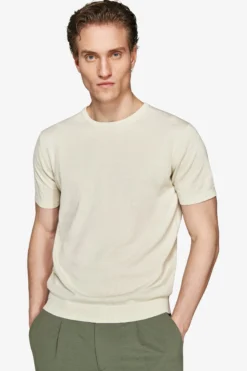 T-shirt in maglia basic in cotone ghiaccio