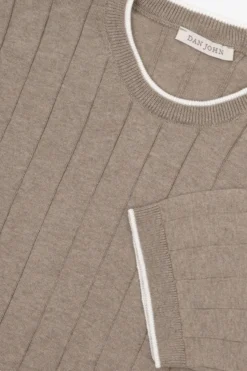 T-shirt in maglia costa piatta tortora