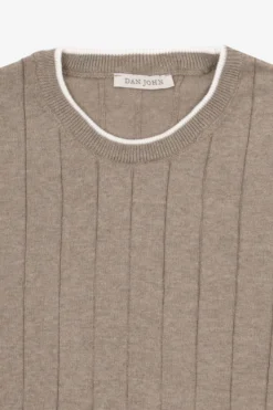 T-shirt in maglia costa piatta tortora