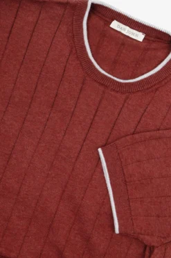 T-shirt in maglia costa piatta mattone