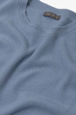 T-shirt in maglia nido d'ape celeste