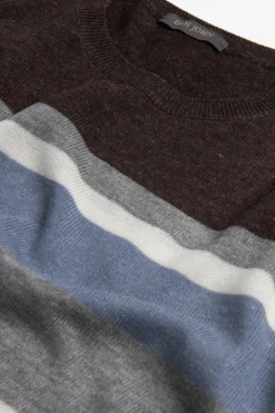 T-shirt in maglia rigata marrone